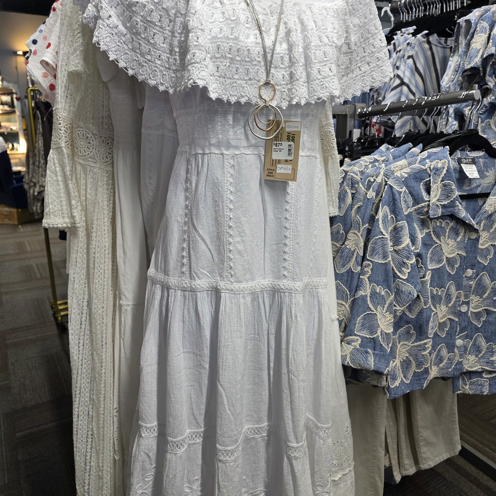 Chic White Maxi Dress with Lace Details